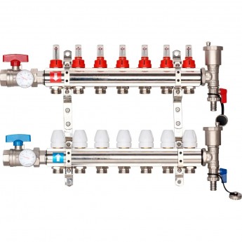 Коллектор регулируемый с расходомерами GAPPO G421.7 7-вых. x1"x3/4" Коллектор регулируемый с расходомерами GAPPO G421.7 7-вых. x1"x3/4"
